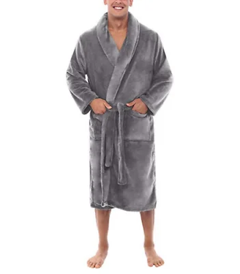 Fashion Men Winter Robes Warm Lengthened Plush Shawl Bathrobe Home Sleepwear Robe Coat - Image 5