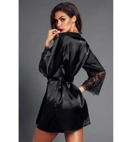 Hirigin Women Sexy Lace Lingerie Dressing Gown Nightwear Bridesmaid Robes Underwear Satin Robe Bathrobe Sleepwear Vintage - Image 5